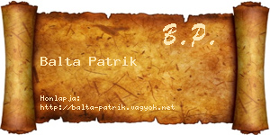 Balta Patrik névjegykártya