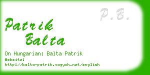 patrik balta business card